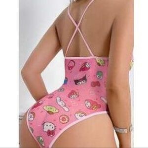 Pink Cartoon Print Bodysuit